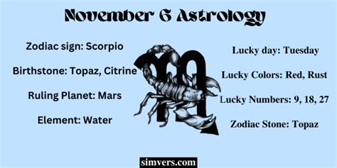 sterrenbeeld 6 november|November 6 Zodiac, Personality, Horoscope, and More